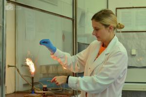 Pokaz reakcji spalania różnych metali w płomieniu palnika