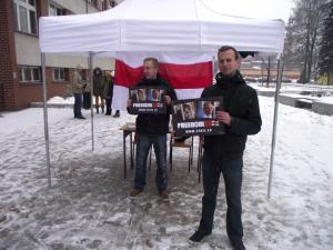 10 grudnia
2012roku przed
rektoratem
Uniwersytetu
Śląskiego, na
ulicy Bankowej,
została
przeprowadzona
akcja poparcia
dla dwóch
białoruskich
więźniów
politycznych