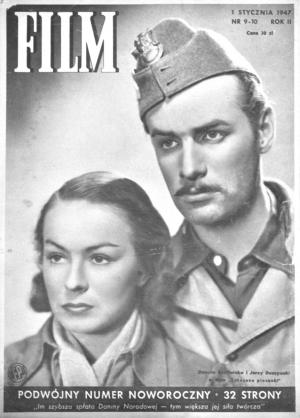 Aktorzy filmu Zakazane piosenki – Danuta Szaflarska i Jerzy Duszyński na
okładce czasopisma „Film” 1947, r. II, nr 9–10