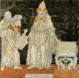 Mozaika w katedrze w Sienie (Włochy) wyobrażająca Hermesa Trismegistosa
w towarzystwie mędrców Wschodu i Zachodu