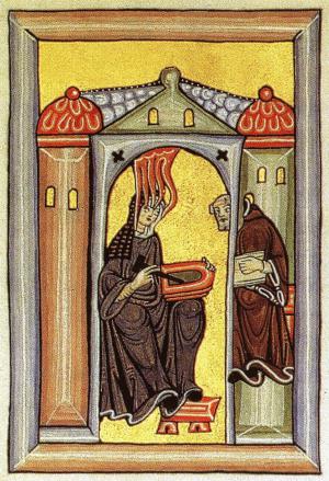 Schizofrenią prawdopodobnie dotknięta była św. Hildegarda
z Bingen (miniatura z Rupertsberger Codex Liber
Scivias z XII wieku)