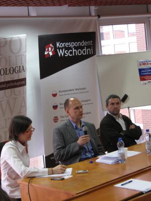 Od lewej: Anna Kokolus, dr Stanisław Górka oraz Andrey Kalikh