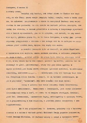 List Lema do Szczepańskiego udostępniony przez Wojciecha Zemka